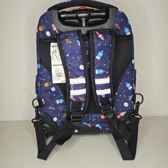 J World Lollipop Kids Rolling Backpack With Lunch Bag (16 Inch) Spaceship Blue - Picture 5 of 10